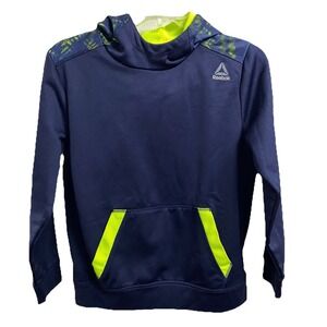 Reebok Boys Pull-Over Blue/Yellow Hoodie Sweatshirt Polyester‎ Sz.M 10-12 EUC